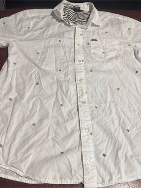 Volcom XL Button Up Fireworks Shirt, Mens, True To This Print, One Chest Pocket